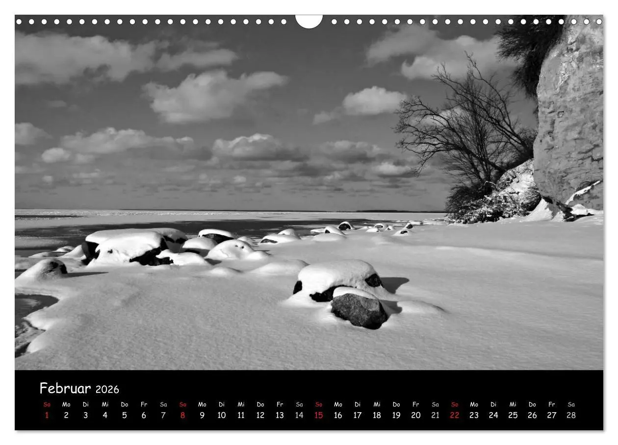 Bild: 9783516226539 | Rügen in schwarz-weiß (Wandkalender 2026 DIN A3 quer), CALVENDO...