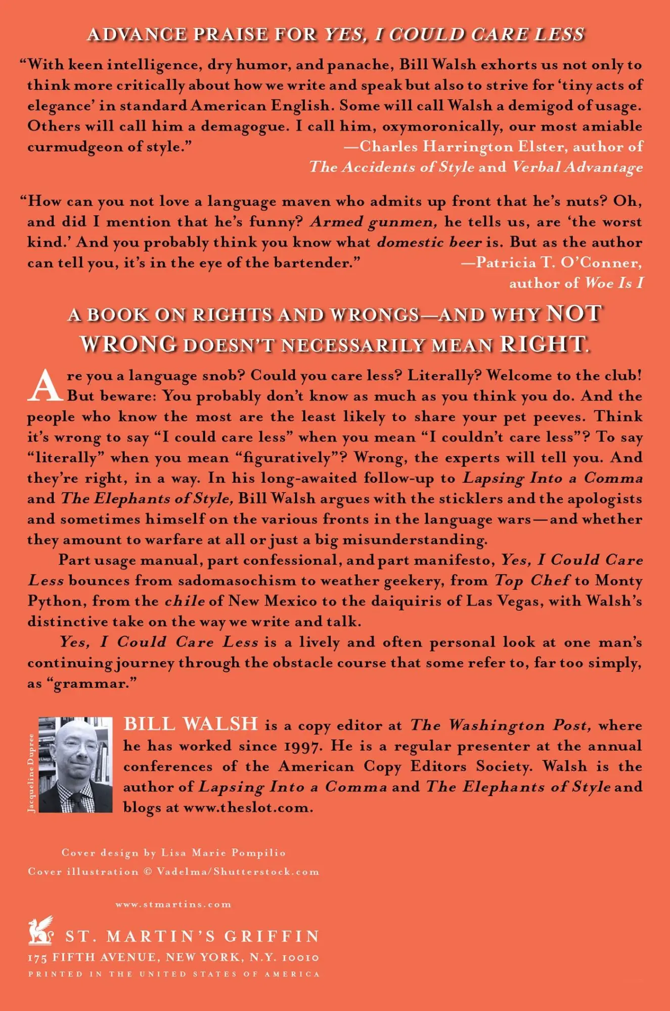 Rückseite: 9781250006639 | YES, I COULD CARE LESS | Bill Walsh | Taschenbuch | Englisch | 2013