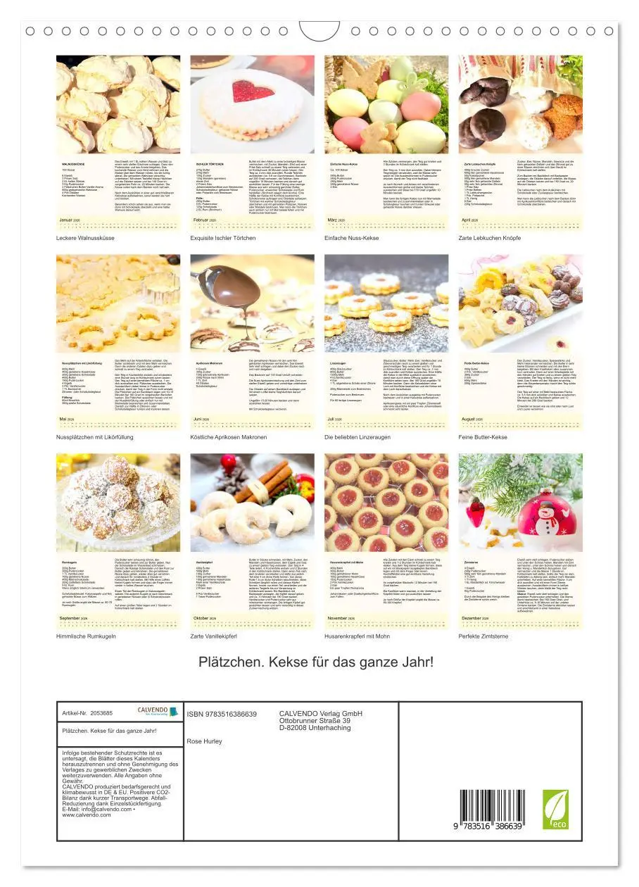 Bild: 9783516386639 | Plätzchen. Kekse für das ganze Jahr! (Wandkalender 2026 DIN A3...