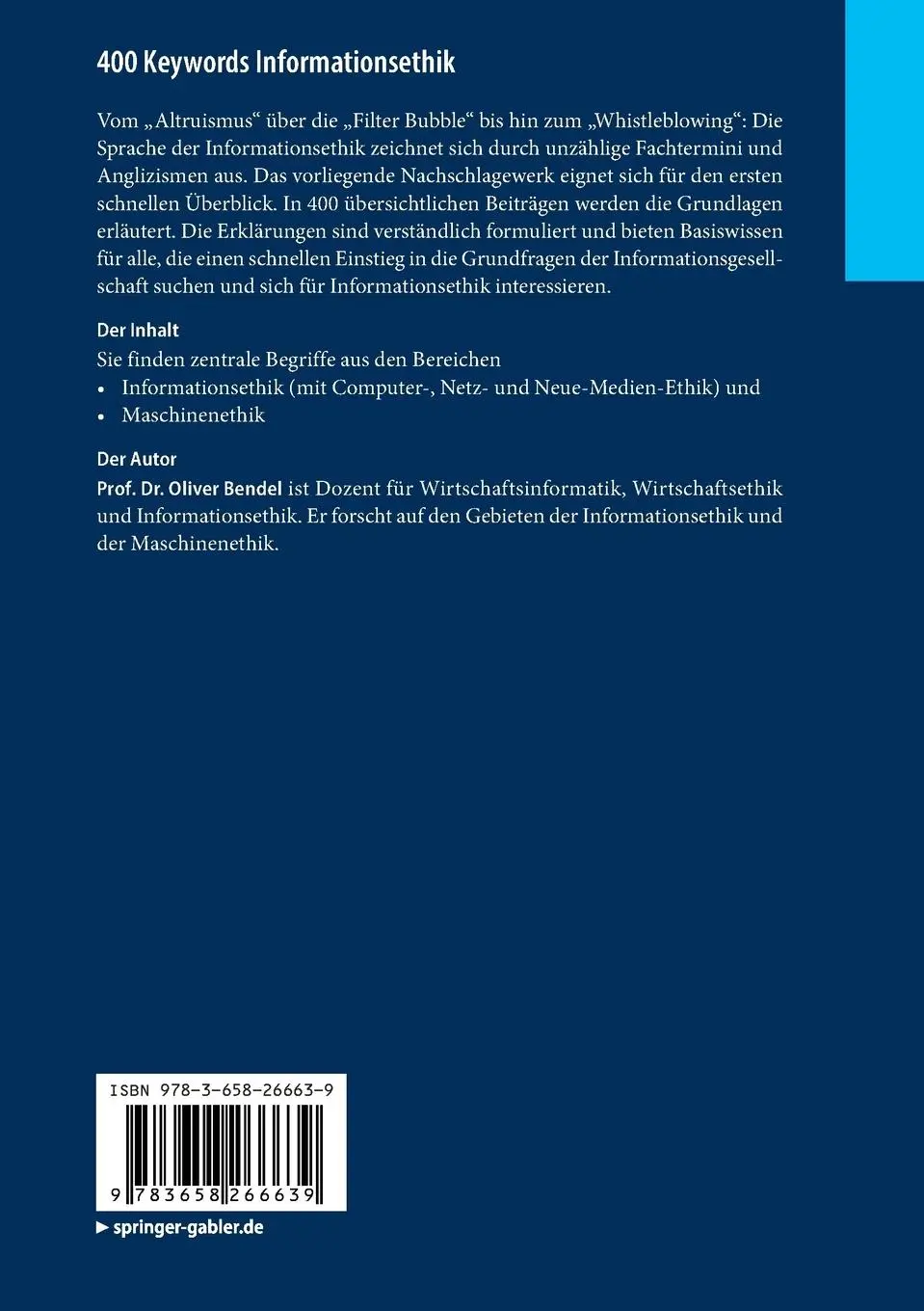 Rückseite: 9783658266639 | 400 Keywords Informationsethik | Oliver Bendel | Taschenbuch | vii