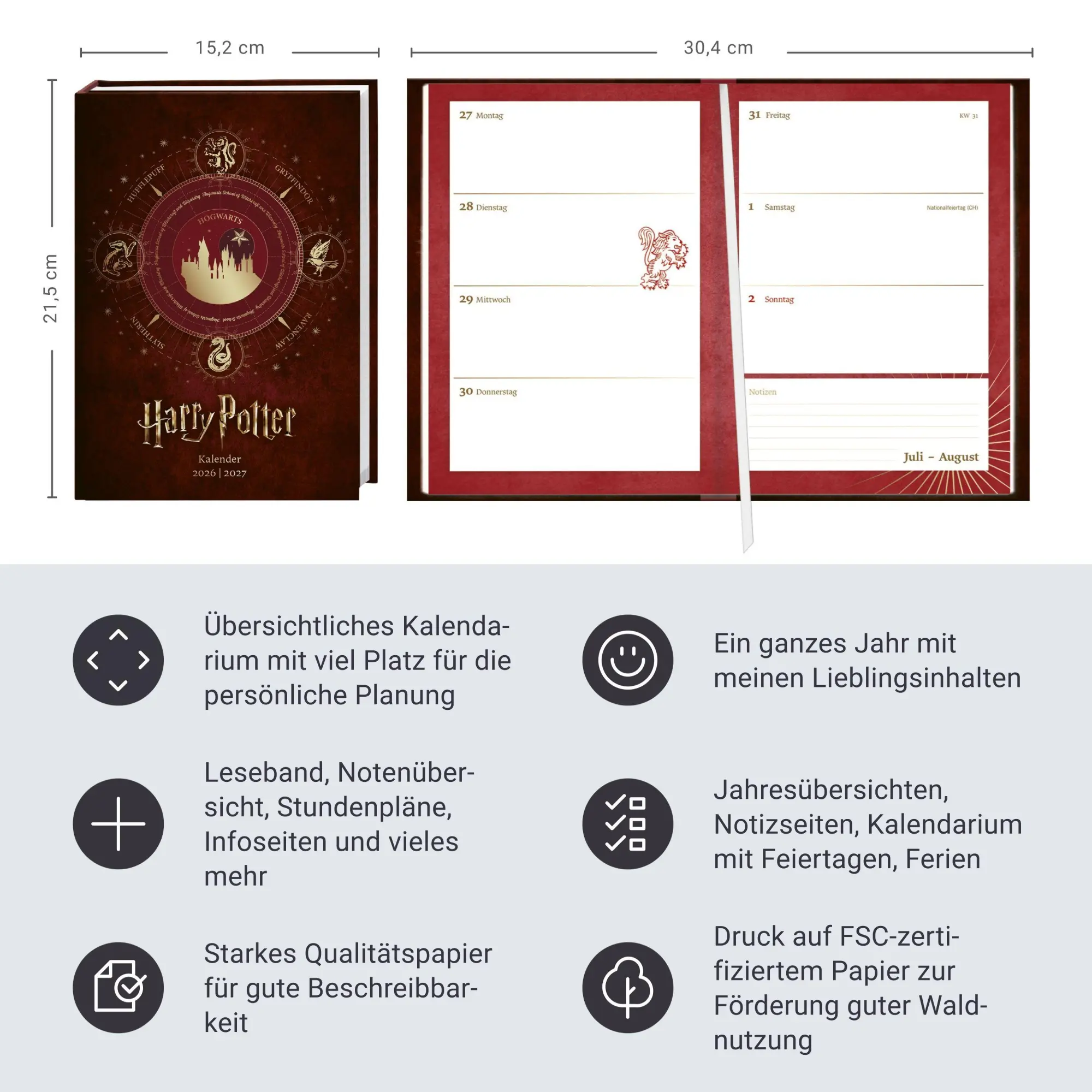 Bild: 9783756416639 | Harry Potter 17-Monats-Kalenderbuch A5 2027 - 17 Monate. Von August...