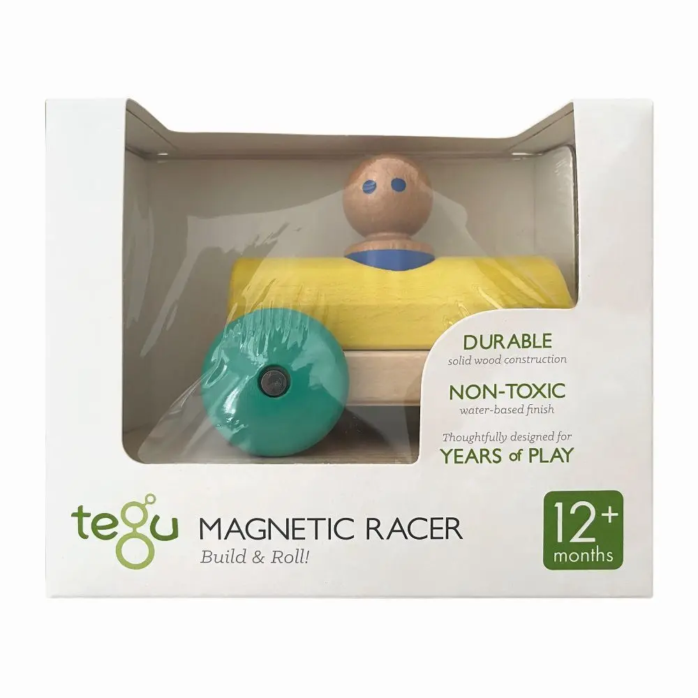 Cover: 858790006739 | TEGU - Magnetische Holzbausteine Baby Rennwagen gelb grün | 5700673