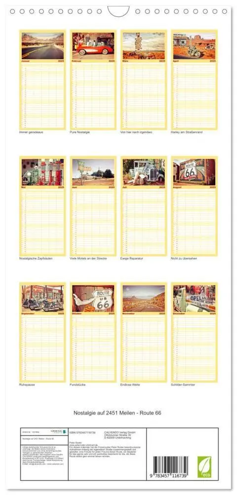 Bild: 9783457116739 | Familienplaner 2025 - Nostalgie auf 2451 Meilen - Route 66 mit 5...