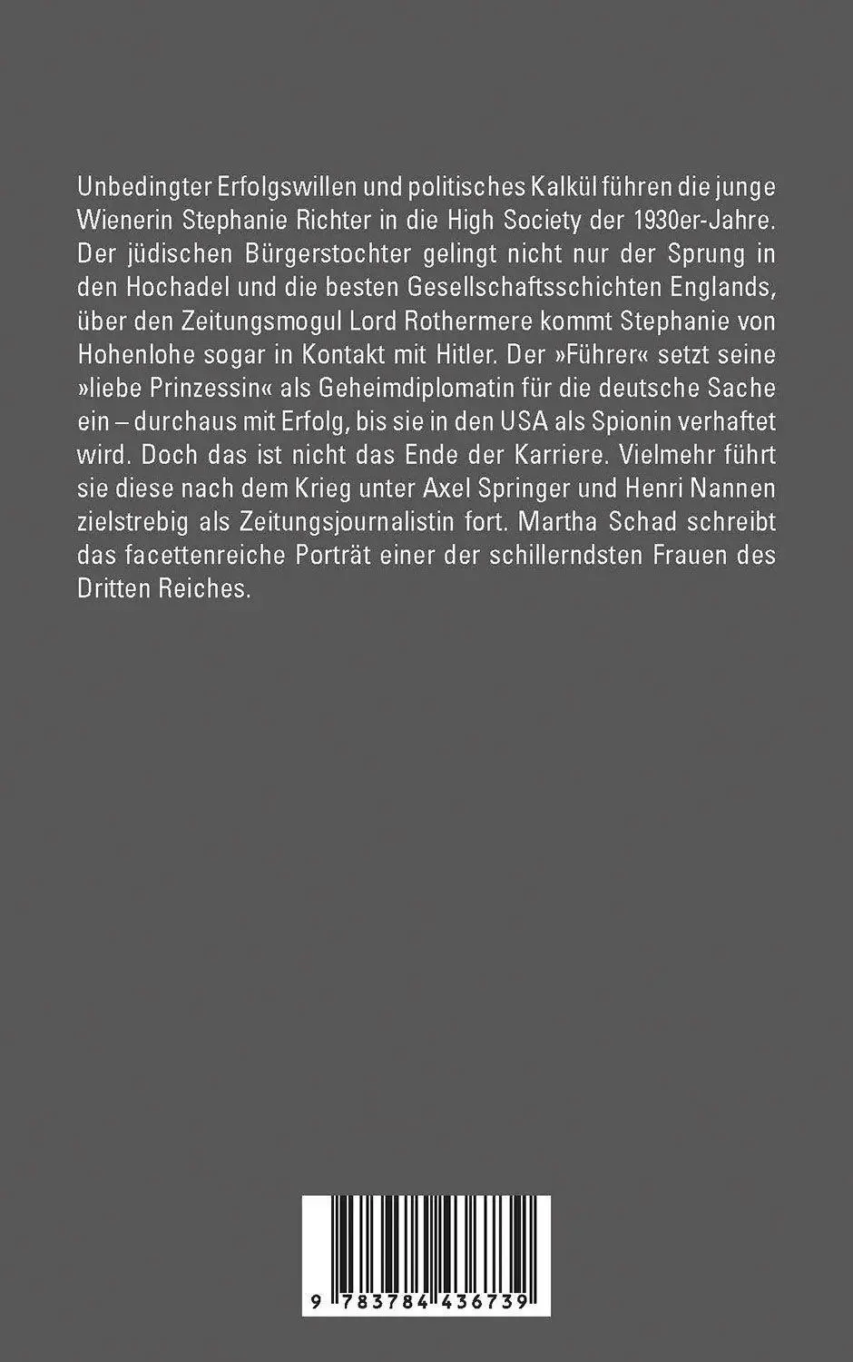 Bild: 9783784436739 | Stephanie von Hohenlohe | Hitlers jüdische Spionin | Martha Schad