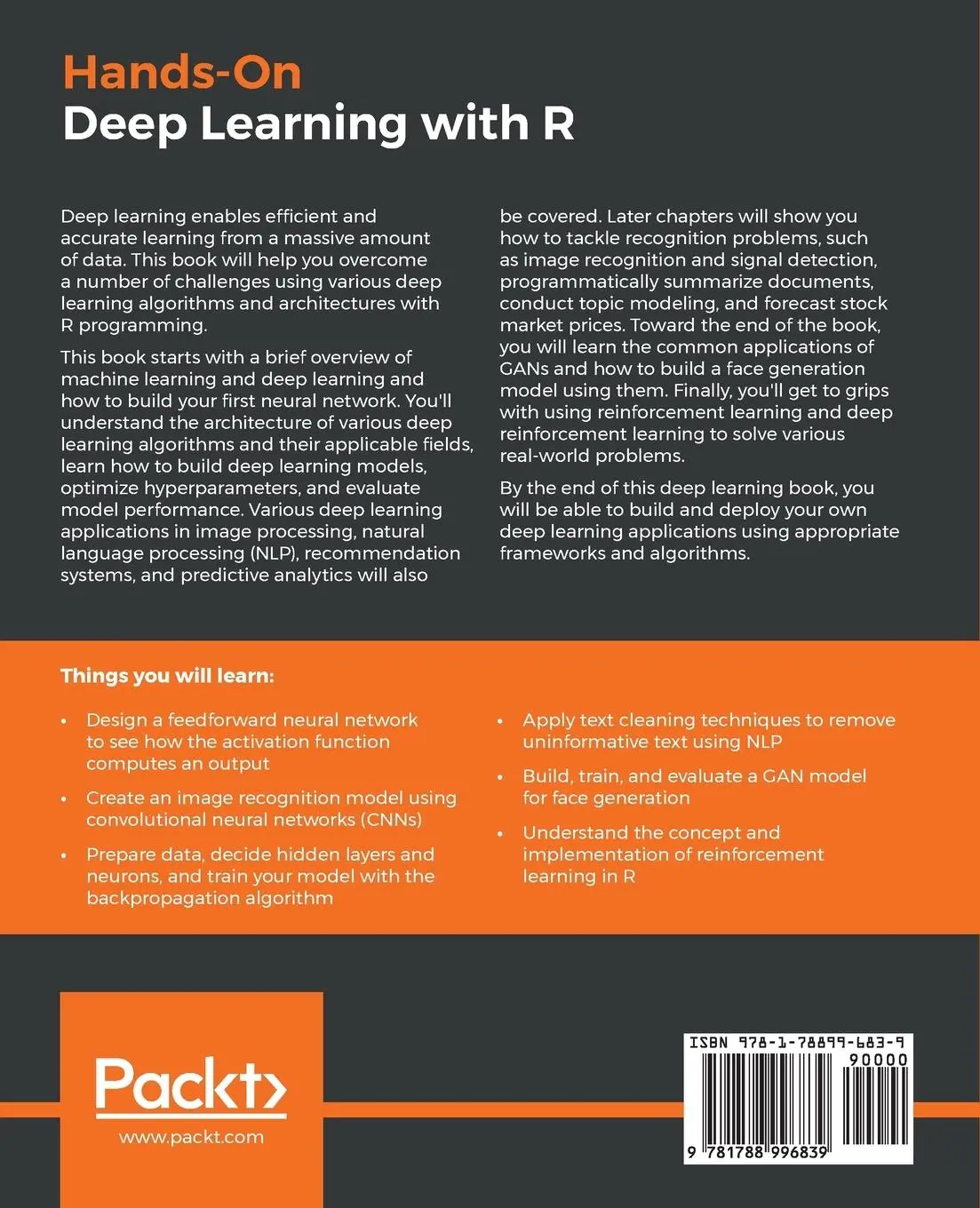 Rückseite: 9781788996839 | Hands-On Deep Learning with R | Michael Pawlus (u. a.) | Taschenbuch