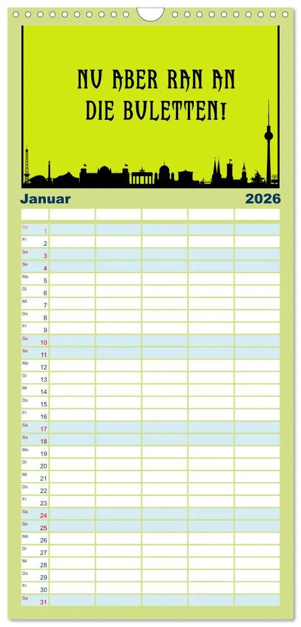 Bild: 9783516506839 | Familienplaner 2026 - Berliner Mundart mit 5 Spalten (Wandkalender,...