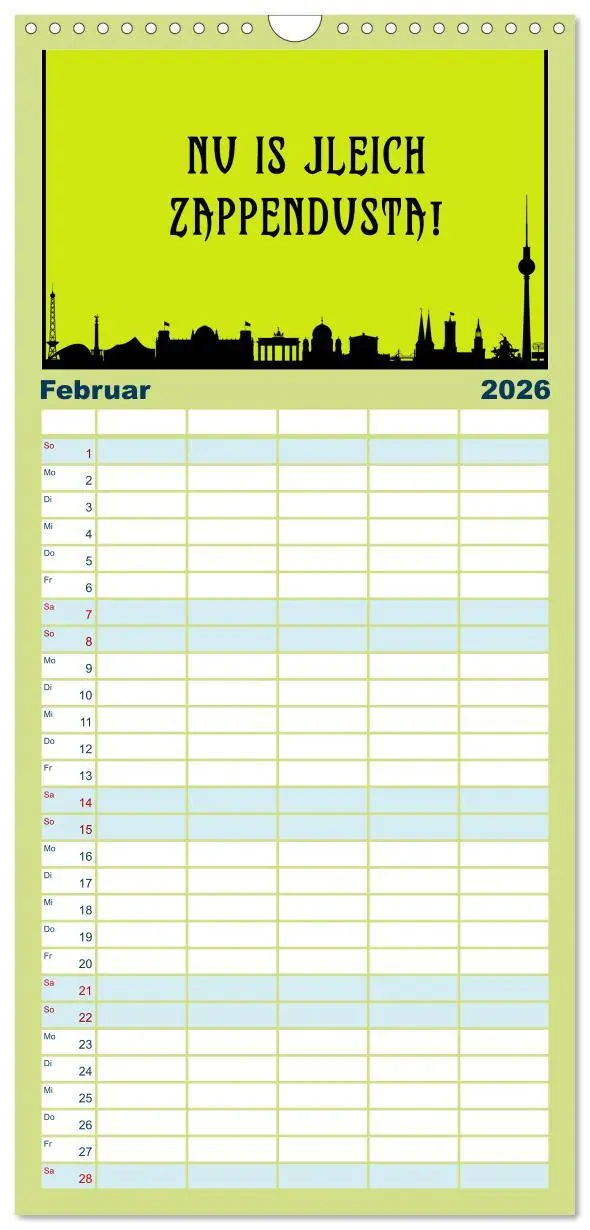 Bild: 9783516506839 | Familienplaner 2026 - Berliner Mundart mit 5 Spalten (Wandkalender,...