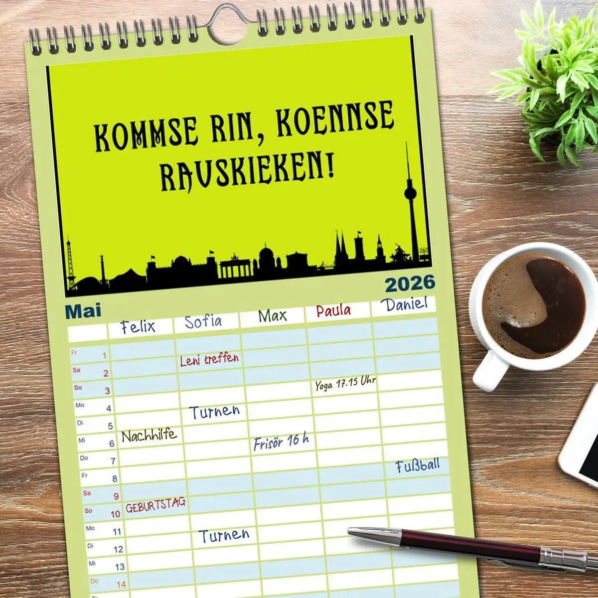 Bild: 9783516506839 | Familienplaner 2026 - Berliner Mundart mit 5 Spalten (Wandkalender,...