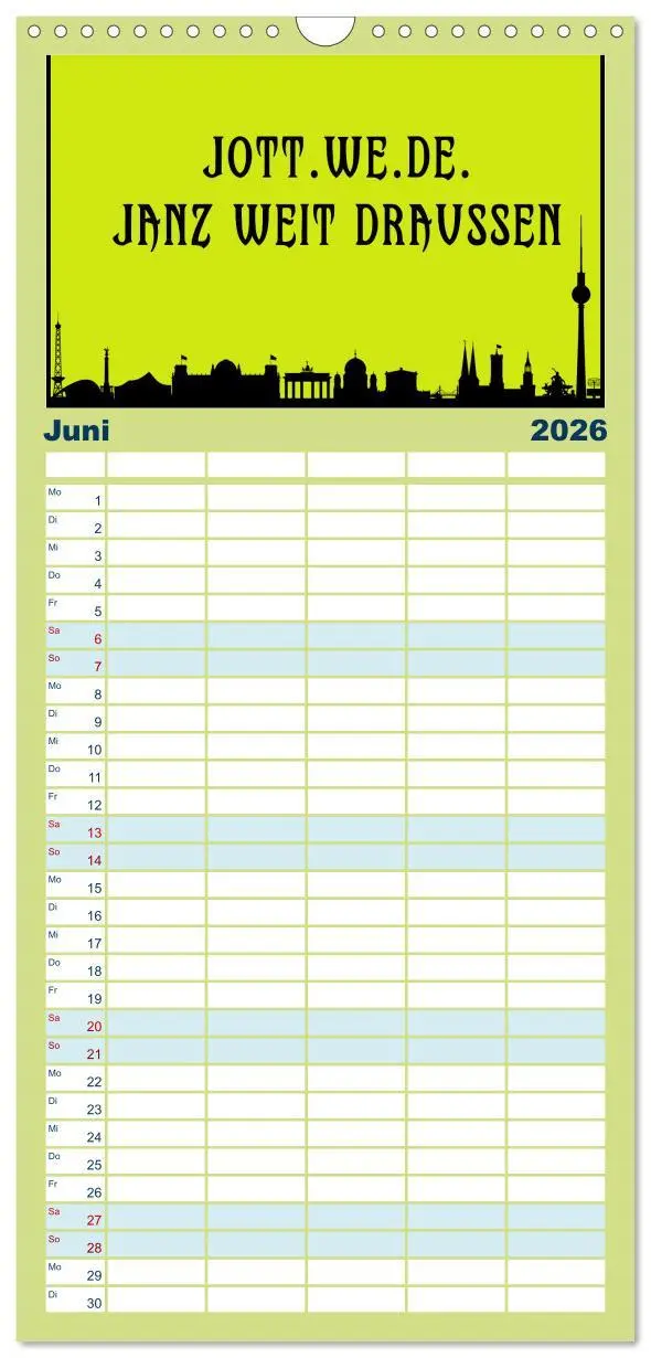 Bild: 9783516506839 | Familienplaner 2026 - Berliner Mundart mit 5 Spalten (Wandkalender,...