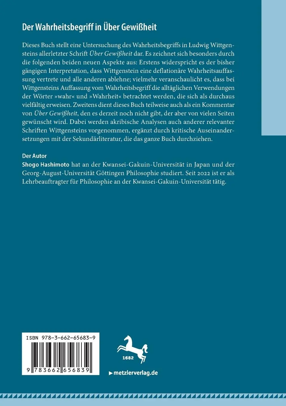 Rückseite: 9783662656839 | Der Wahrheitsbegriff in Über Gewißheit | Shogo Hashimoto | Taschenbuch