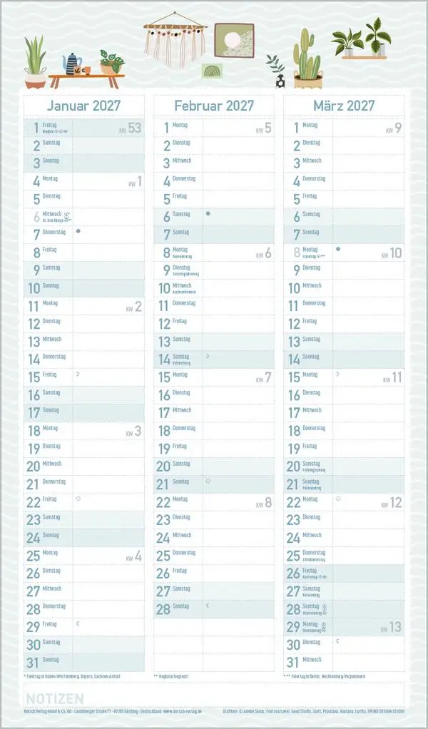 Bild: 9783731886839 | Familienplaner Happy Plants 2026 | Verlag Korsch | Kalender | 14 S.