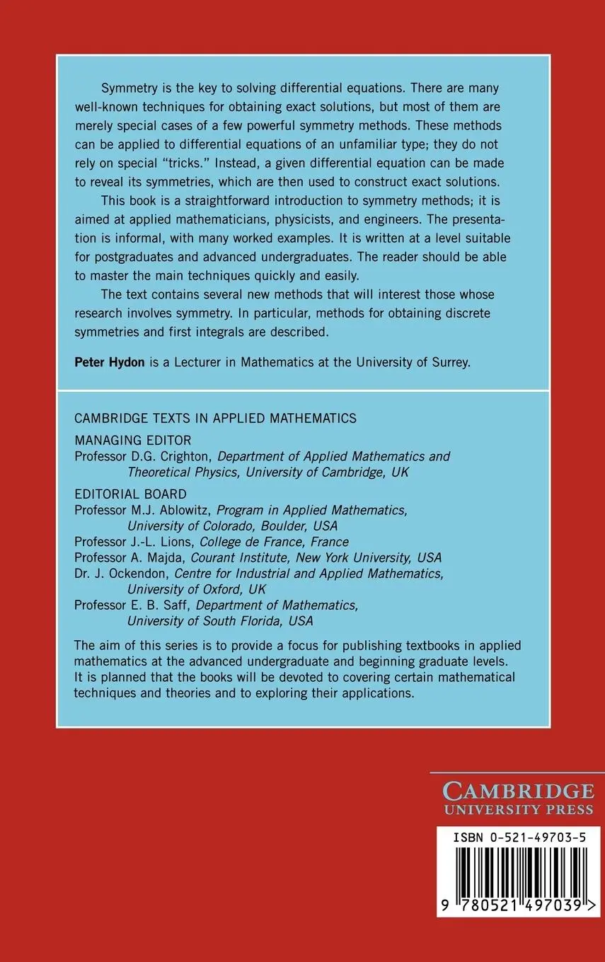 Rückseite: 9780521497039 | Symmetry Methods for Differential Equations | A Beginner's Guide