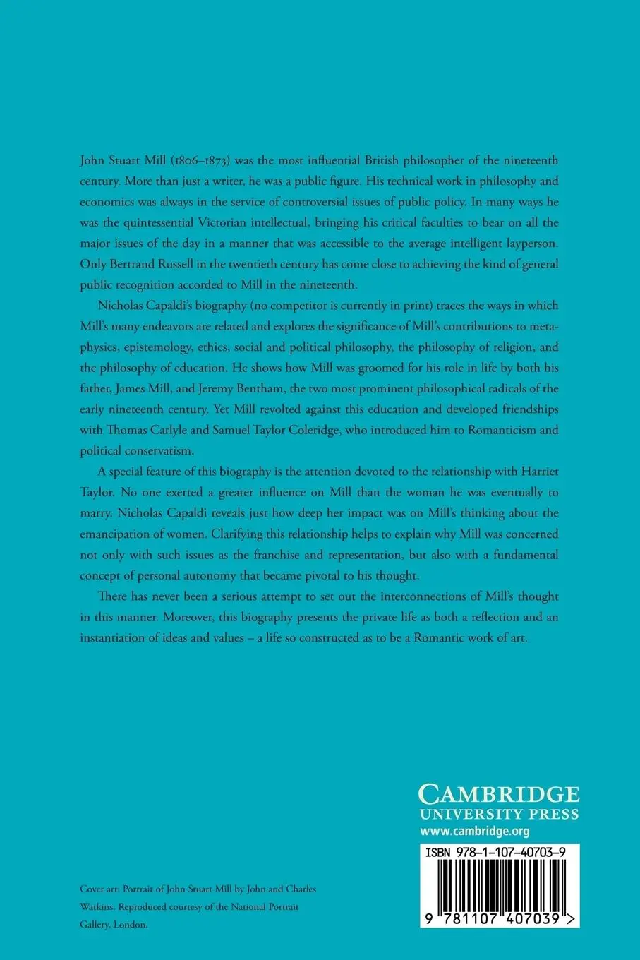 Rückseite: 9781107407039 | John Stuart Mill | A Biography | Nicholas Capaldi | Taschenbuch | 2012