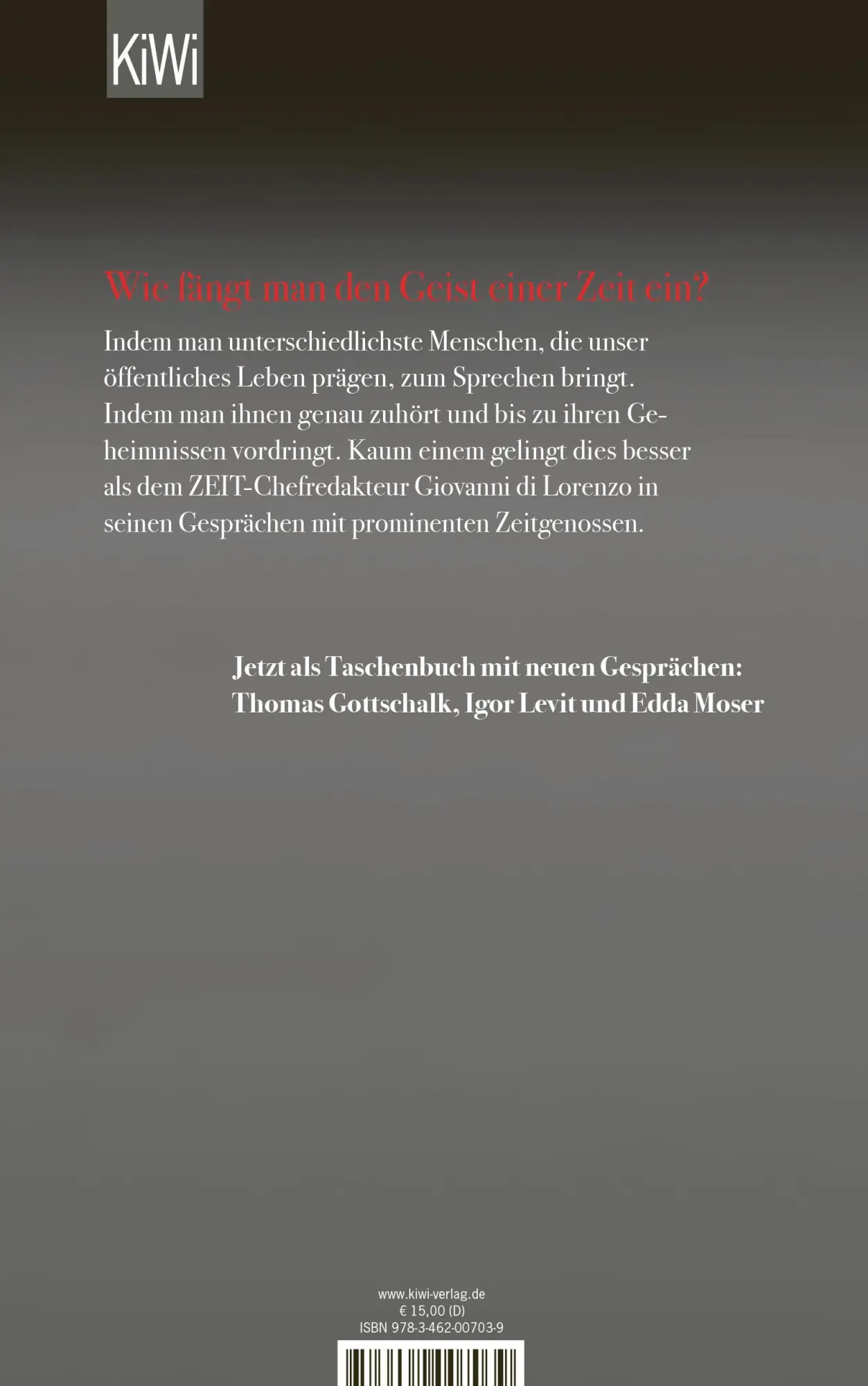 Rückseite: 9783462007039 | Vom Leben und anderen Zumutungen | Gespräche mit Zeitgenossen | Buch