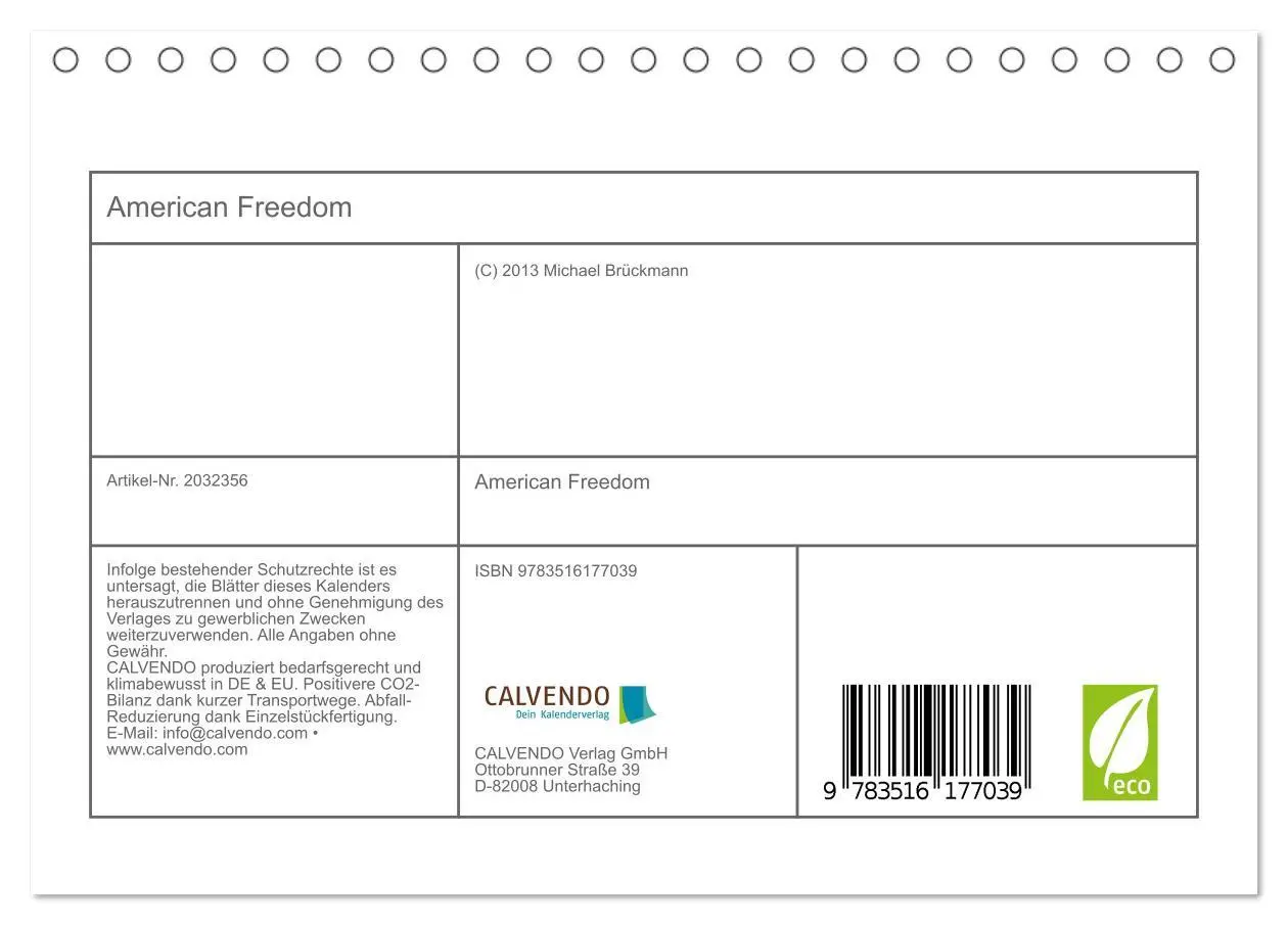 Bild: 9783516177039 | American Freedom (Tischkalender 2026 DIN A5 quer), CALVENDO...