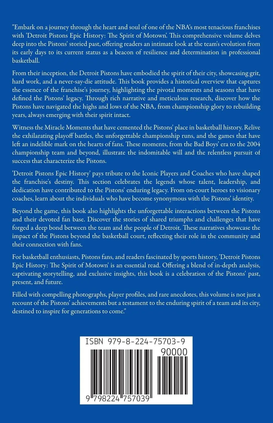 Rückseite: 9798224757039 | Detroit Pistons Epic History | Epic History | Taschenbuch | Englisch