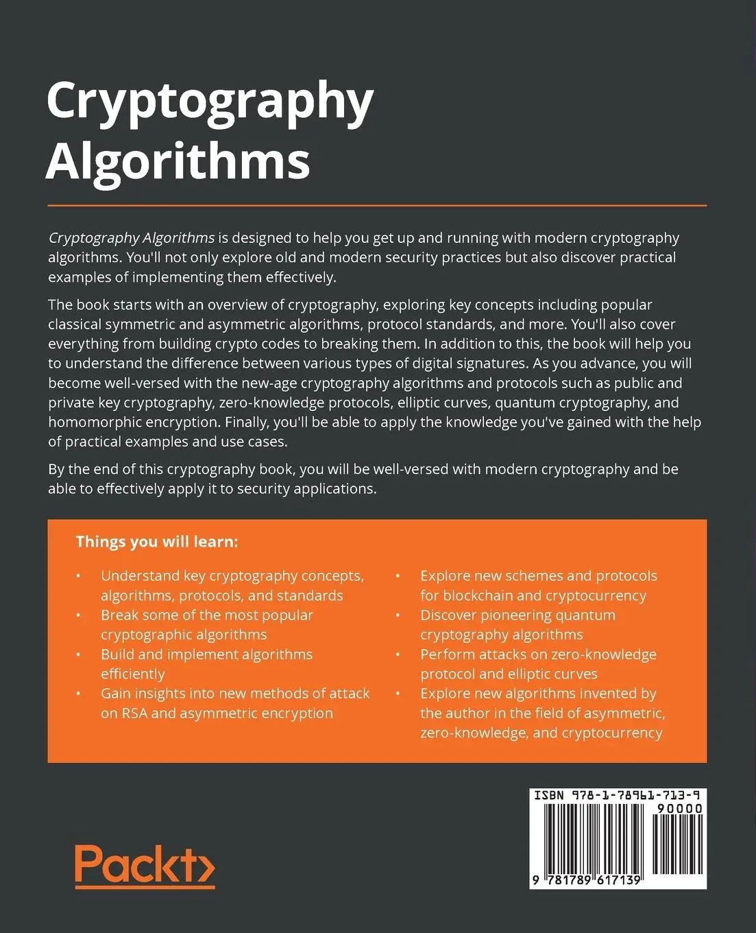 Rückseite: 9781789617139 | Cryptography Algorithms | Massimo Bertaccini | Taschenbuch | Englisch