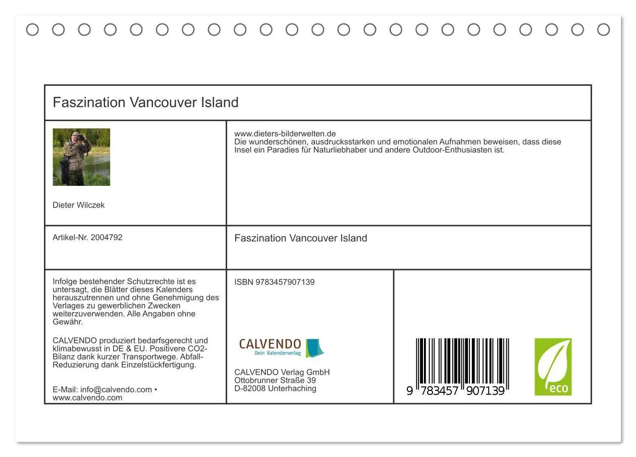 Bild: 9783457907139 | Faszination Vancouver Island (Tischkalender 2026 DIN A5 quer),...