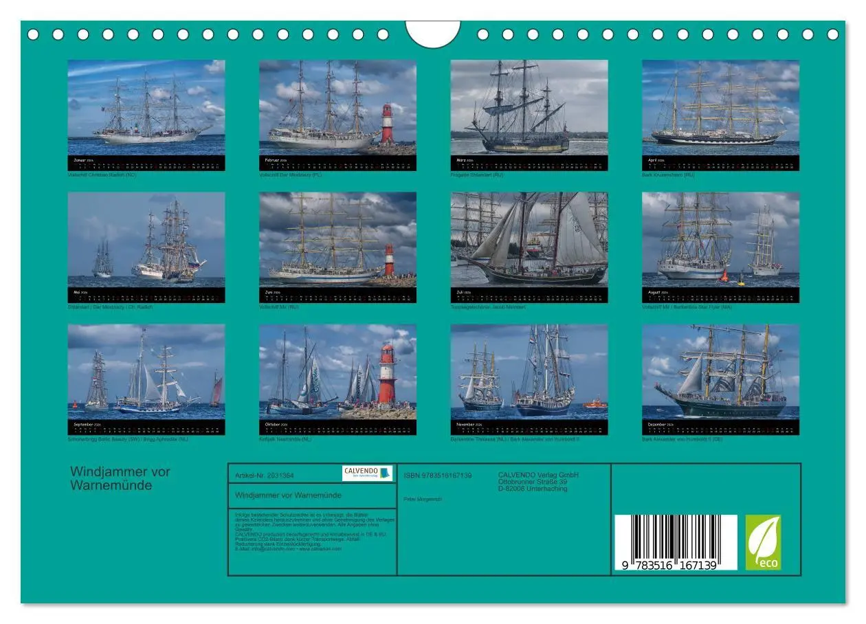 Bild: 9783516167139 | Windjammer vor Warnemünde (Wandkalender 2026 DIN A4 quer), CALVENDO...