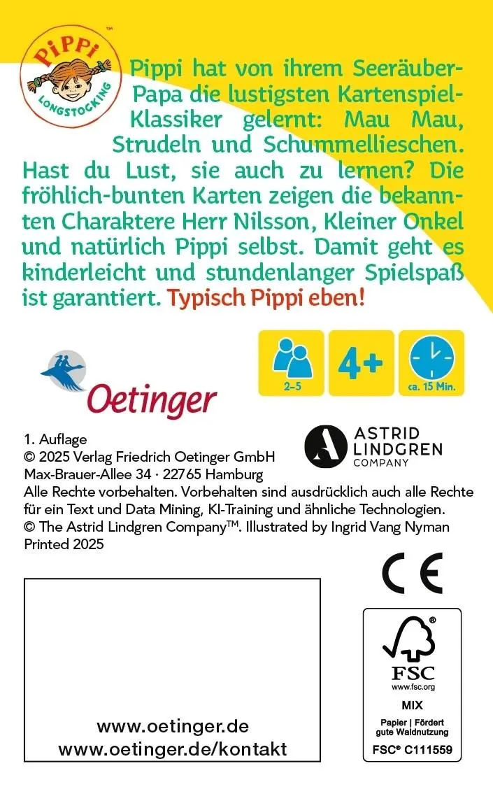 Rückseite: 4260512187439 | Pippi Langstrumpf. Seeräuber-Spiele | Astrid Lindgren | Spiel | 35 S.
