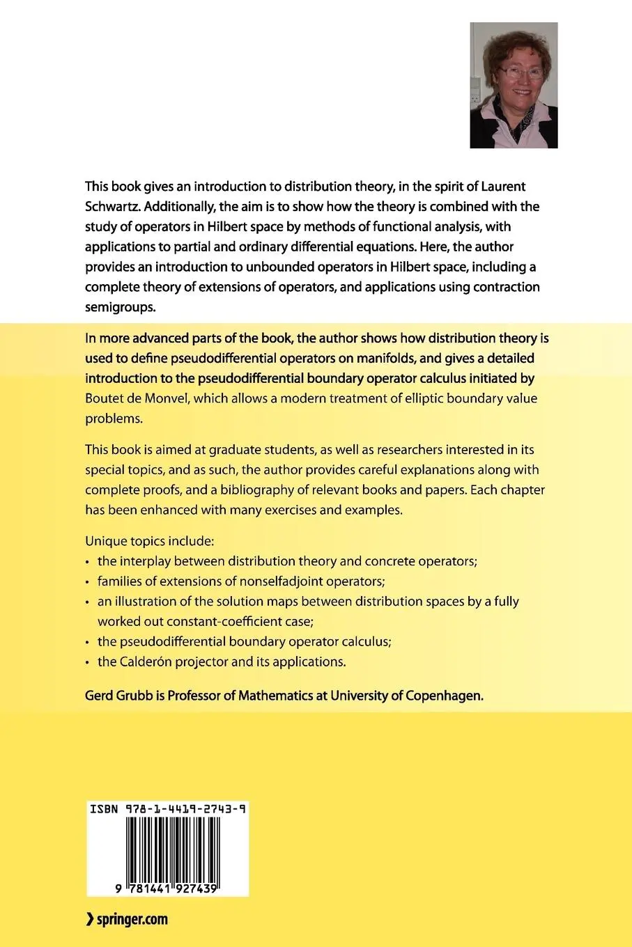 Rückseite: 9781441927439 | Distributions and Operators | Gerd Grubb | Taschenbuch | xii | 2010