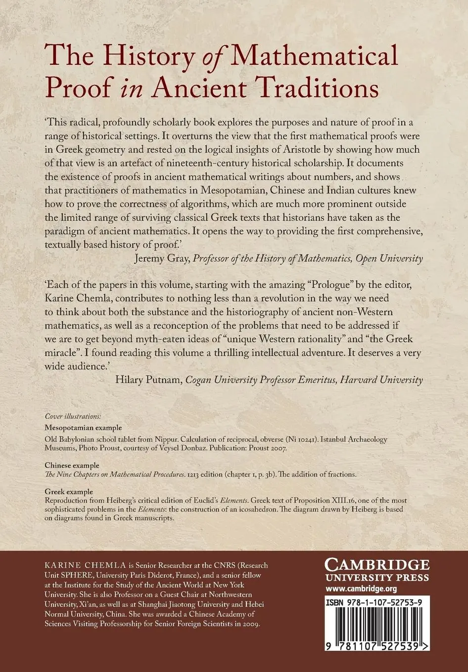 Rückseite: 9781107527539 | The History of Mathematical Proof in Ancient Traditions | Chemla