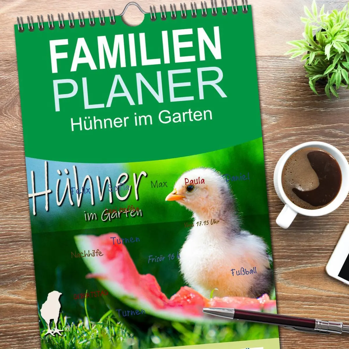 Bild: 9783516507539 | Familienplaner 2026 - Hühner im Garten mit 5 Spalten (Wandkalender,...