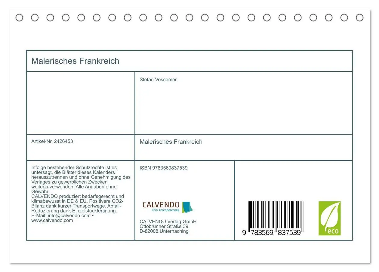 Bild: 9783569837539 | Malerisches Frankreich (Tischkalender 2027 DIN A5 quer), CALVENDO...
