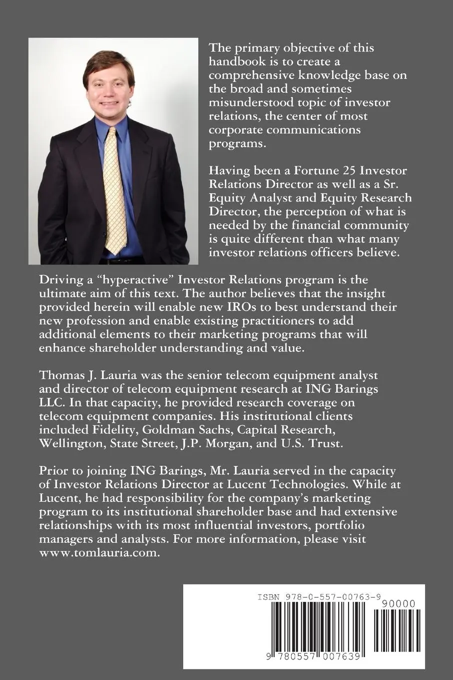 Rückseite: 9780557007639 | Investor Relations | Thomas J. Lauria | Taschenbuch | Englisch | 2008