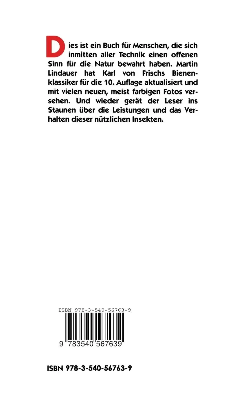 Rückseite: 9783540567639 | Aus Dem Leben der Bienen | Karl V. Frisch | Taschenbuch | xiv | 1993