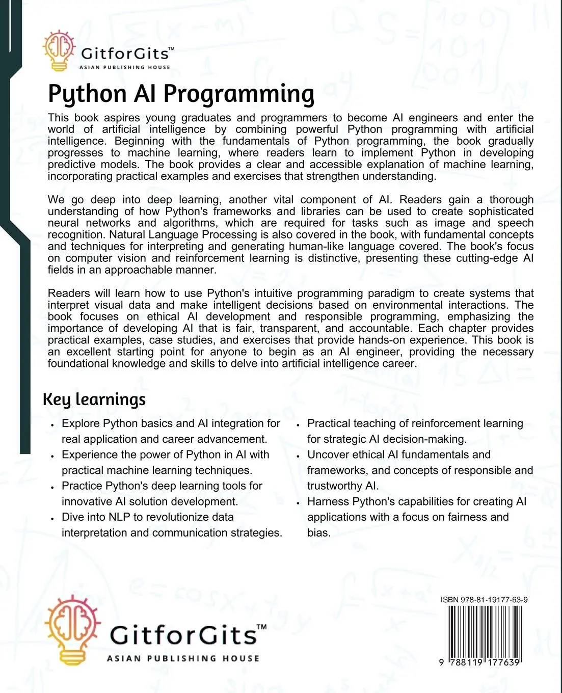 Rückseite: 9788119177639 | Python AI Programming | Patrick J | Taschenbuch | Englisch | 2024