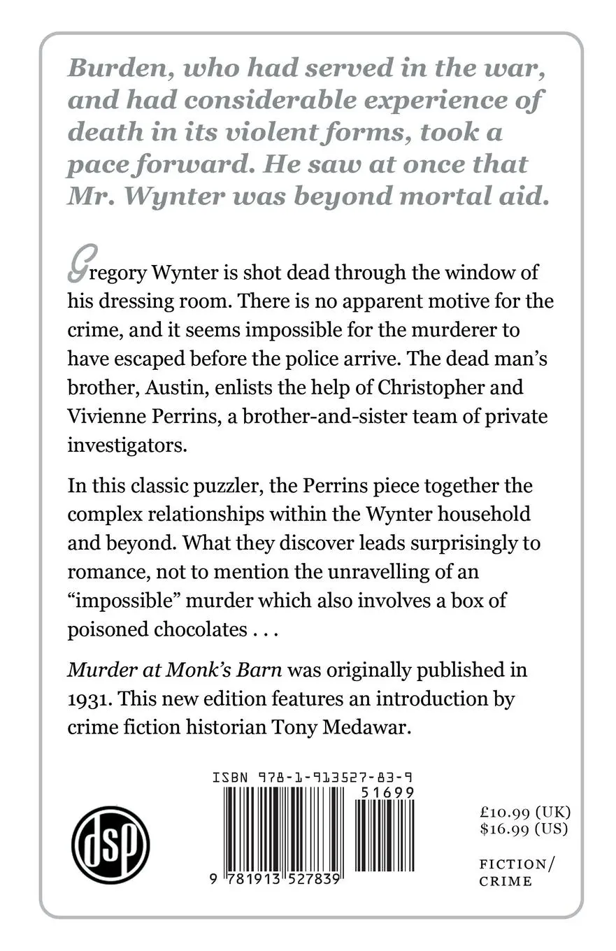 Rückseite: 9781913527839 | Murder at Monk's Barn | A 'Perrins, Private Investigators' Mystery