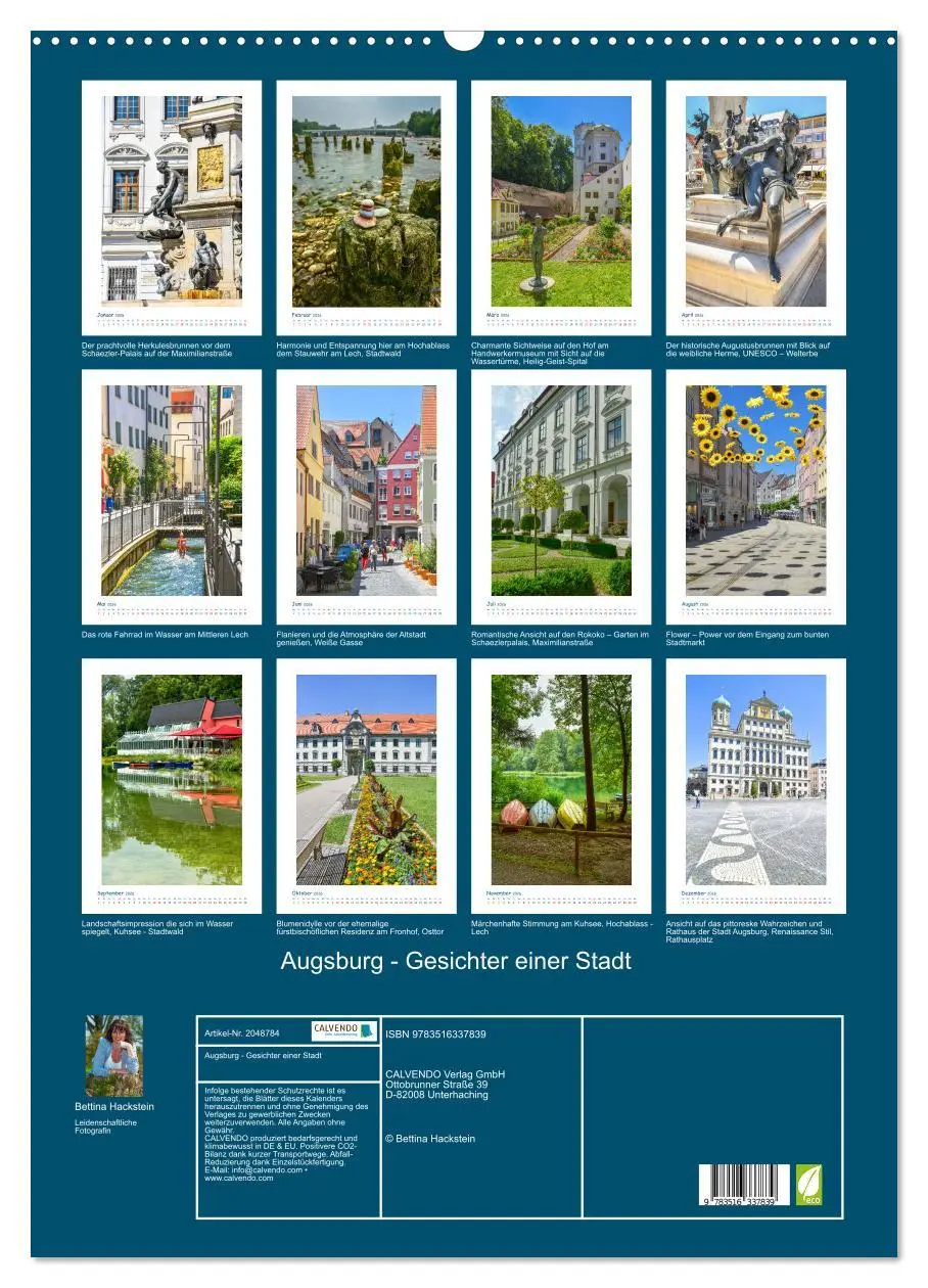 Bild: 9783516337839 | Augsburg - Gesichter einer Stadt (Wandkalender 2026 DIN A2 hoch),...