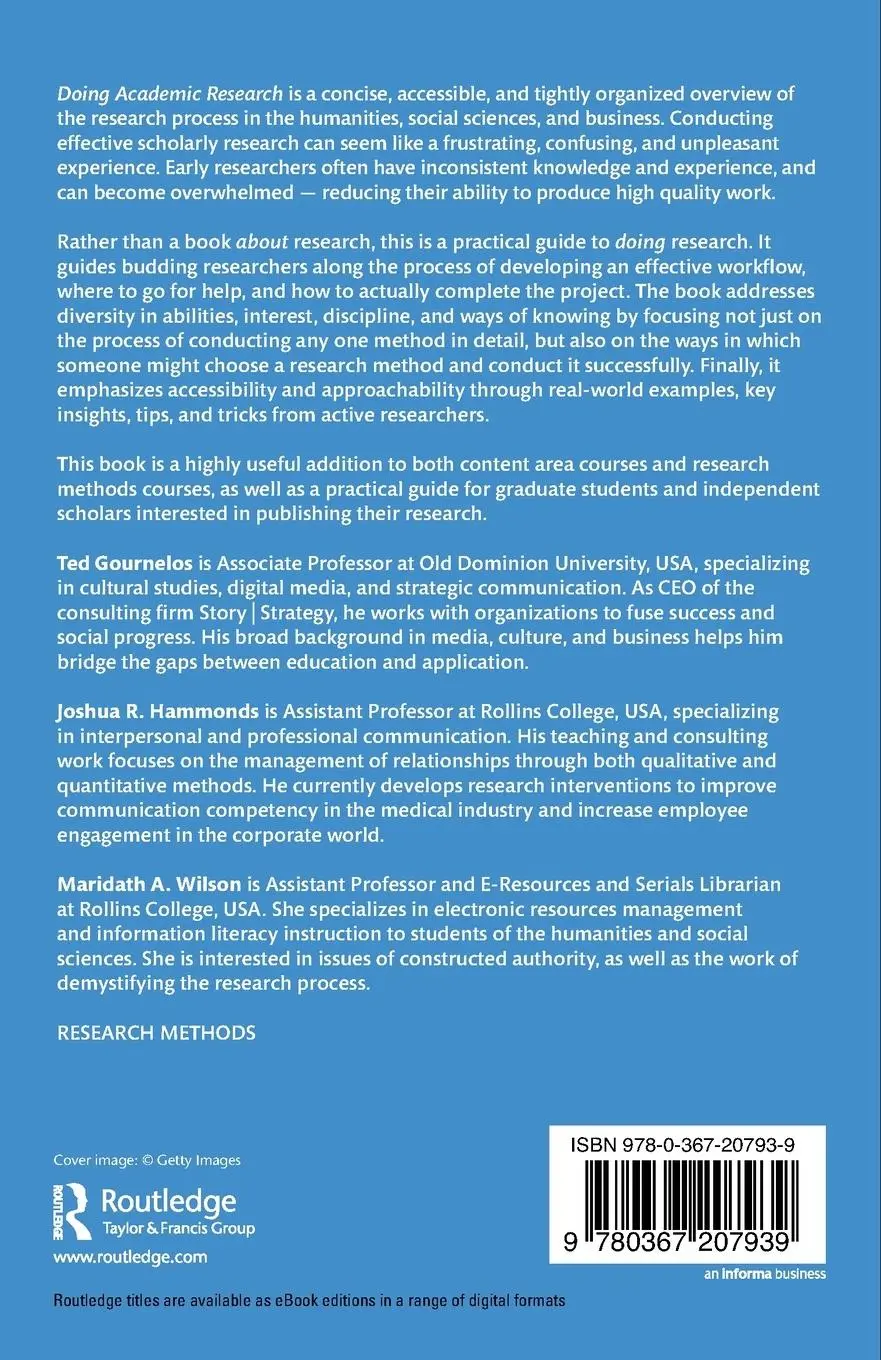 Rückseite: 9780367207939 | Doing Academic Research | Ted Gournelos (u. a.) | Taschenbuch | 2019