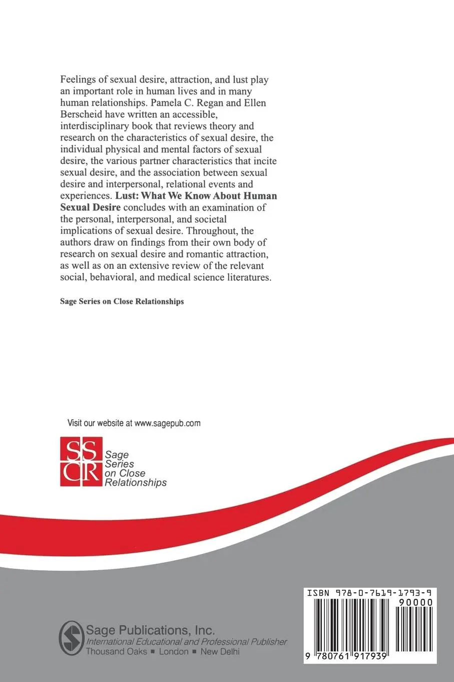 Rückseite: 9780761917939 | Lust | What We Know about Human Sexual Desire | Regan (u. a.) | Buch