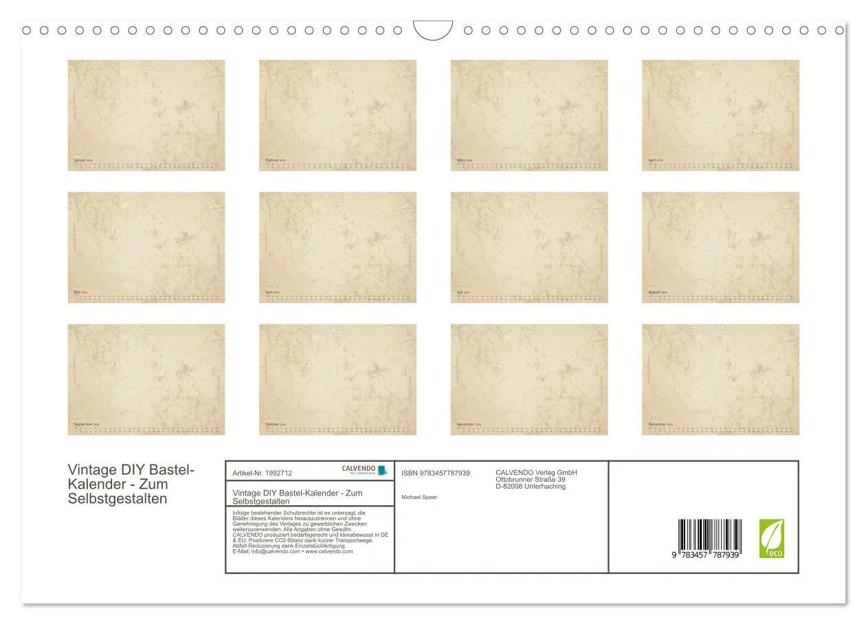 Bild: 9783457787939 | Vintage DIY Bastel-Kalender - Zum Selbstgestalten (Wandkalender...