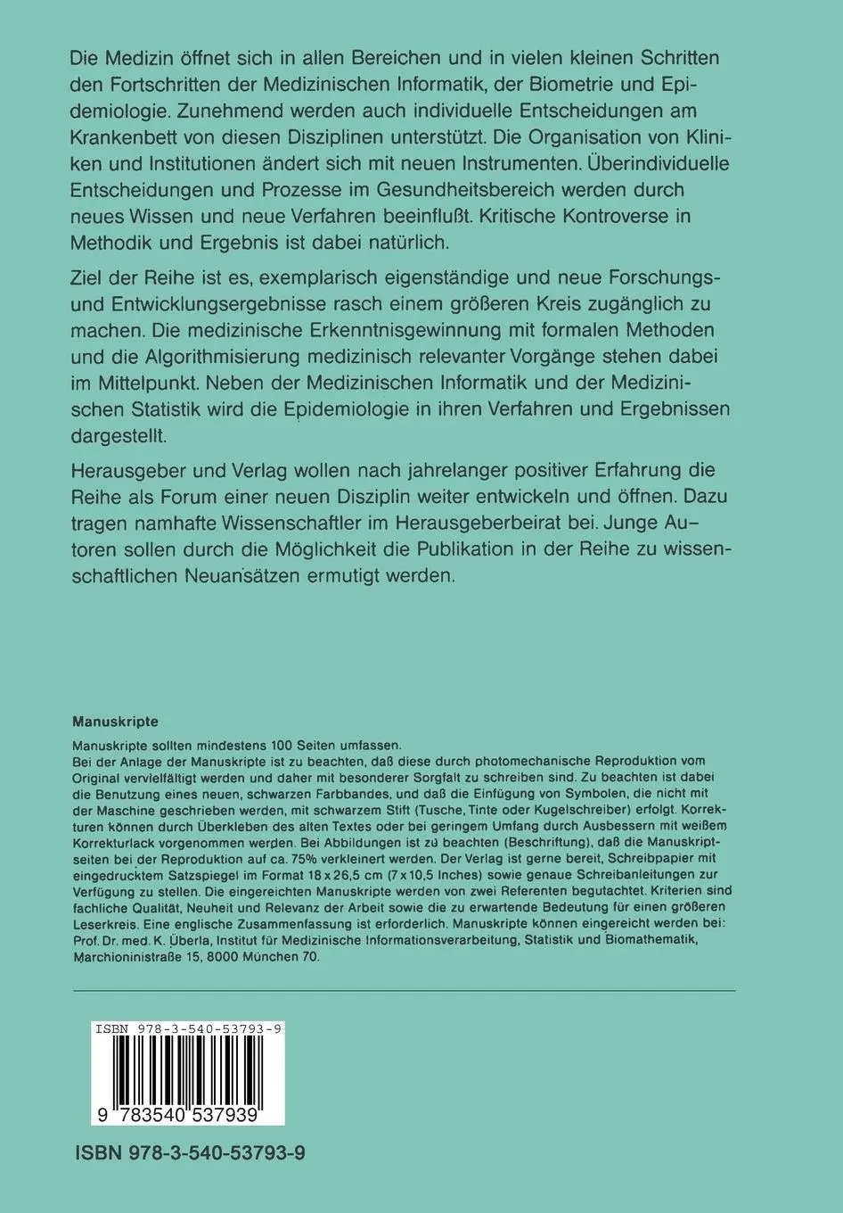 Rückseite: 9783540537939 | Quantitative Methoden in der Epidemiologie | Irene Guggenmoos-Holzmann