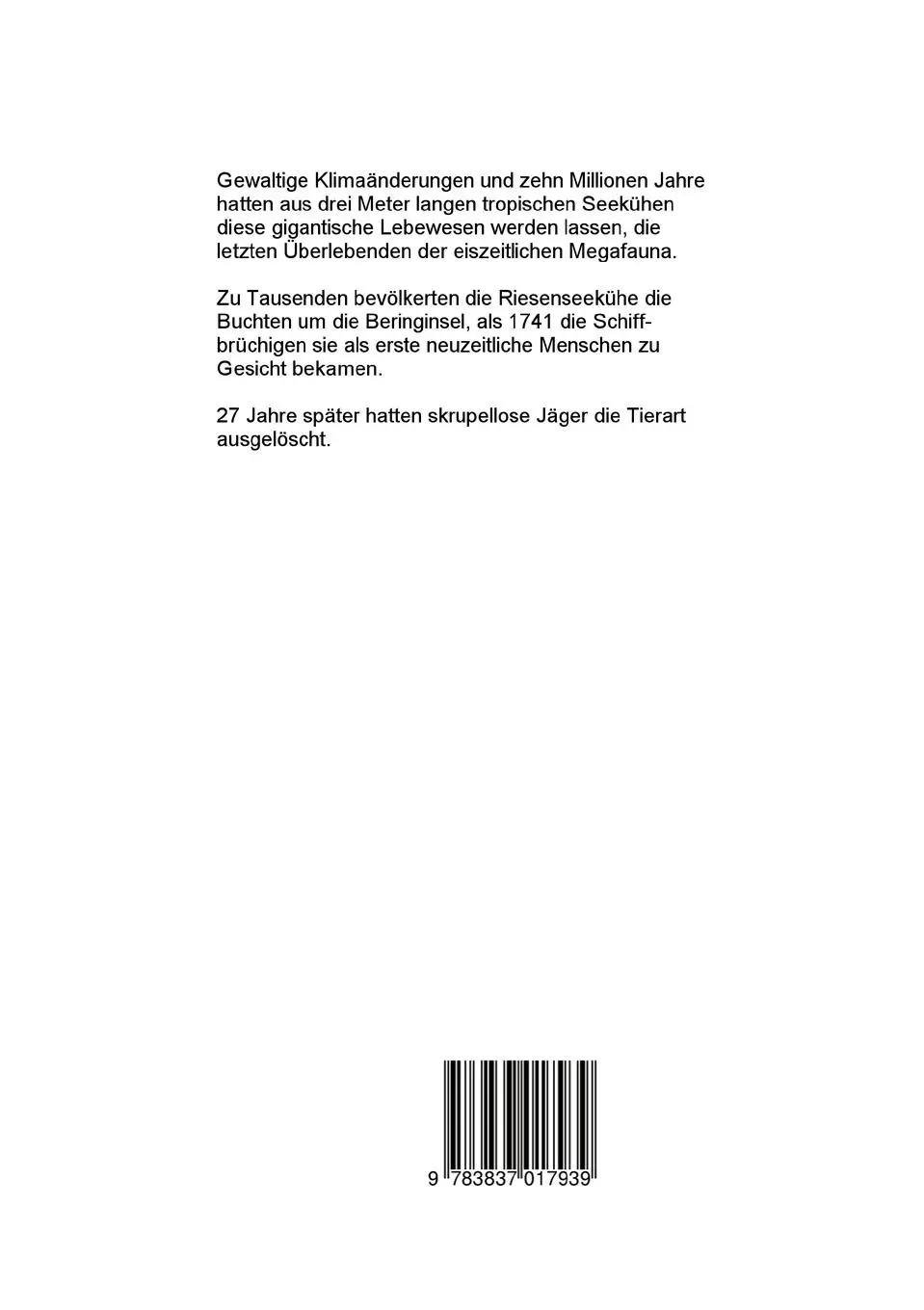 Rückseite: 9783837017939 | Die Stellersche Seekuh | Hans Rothauscher | Taschenbuch | 88 S. | 2008