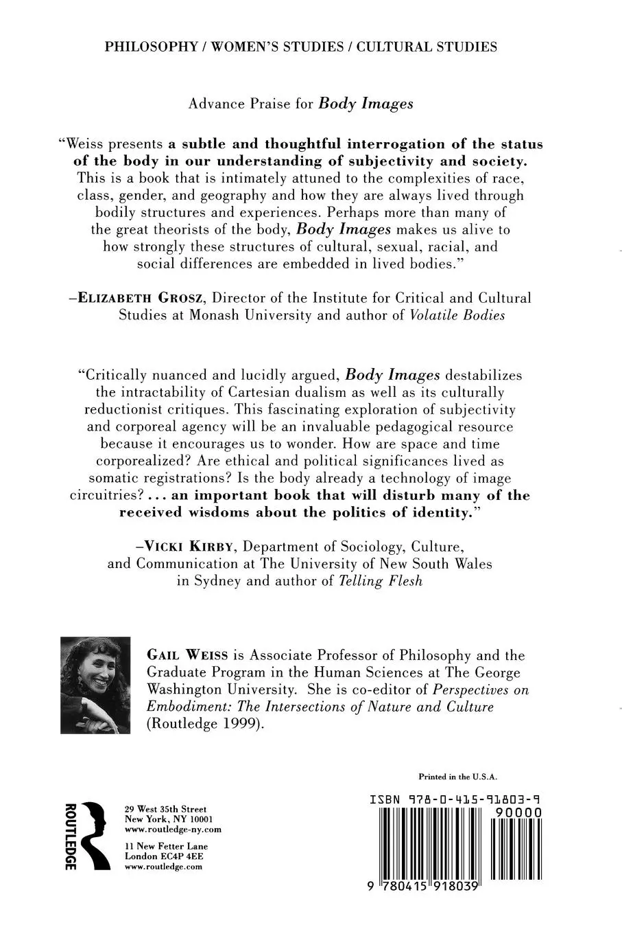Rückseite: 9780415918039 | Body Images | Embodiment as Intercorporeality | Gail Weiss | Buch