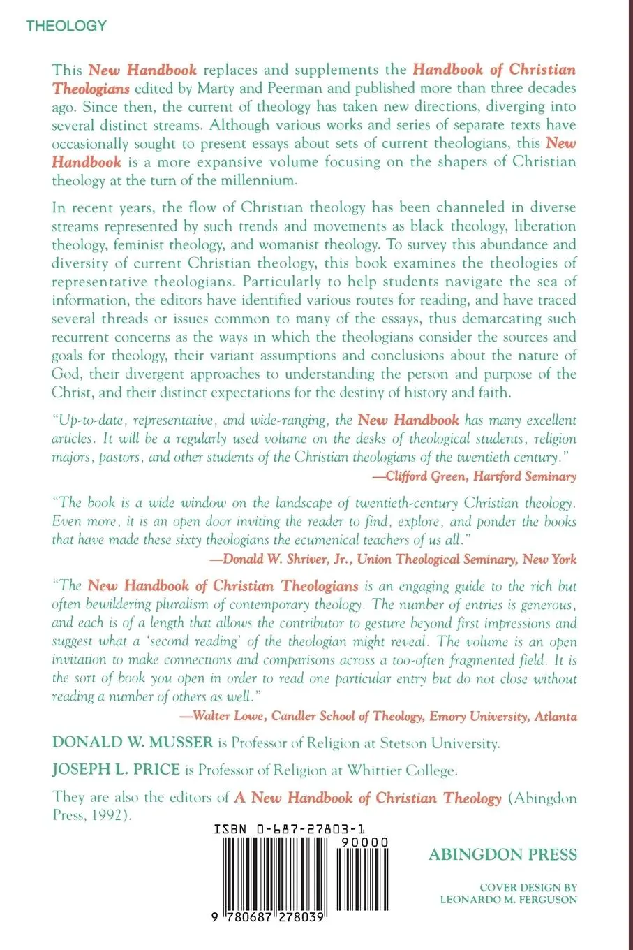 Rückseite: 9780687278039 | A New Handbook of Christian Theologians | Donald W. Musser (u. a.)