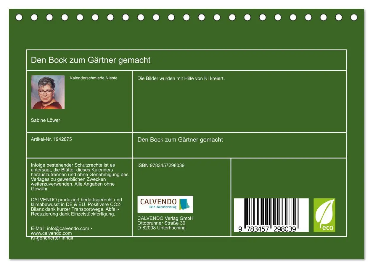 Bild: 9783457298039 | Den Bock zum Gärtner gemacht (Tischkalender 2026 DIN A5 quer),...