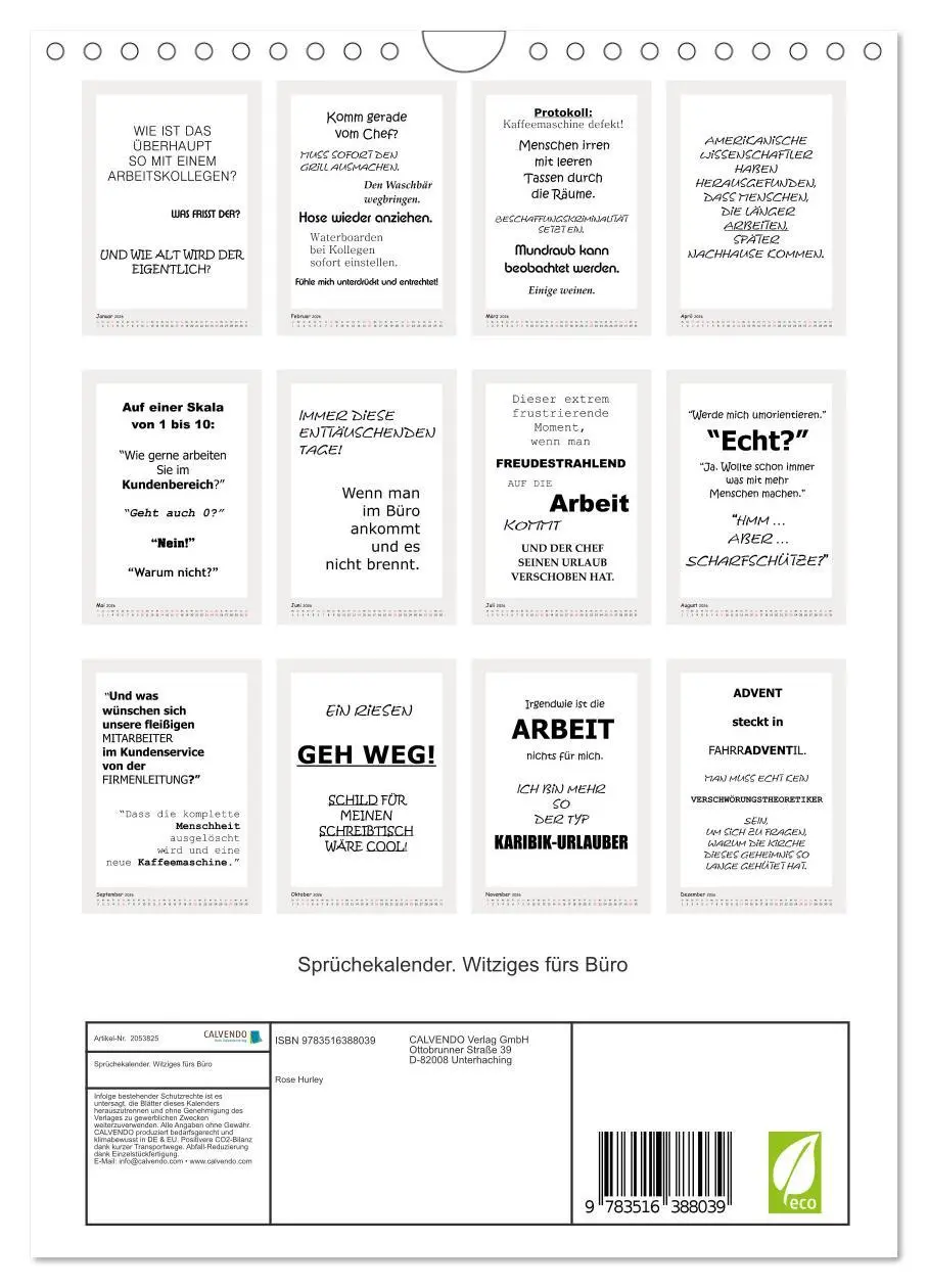 Bild: 9783516388039 | Sprüchekalender. Witziges fürs Büro (Wandkalender 2026 DIN A4...