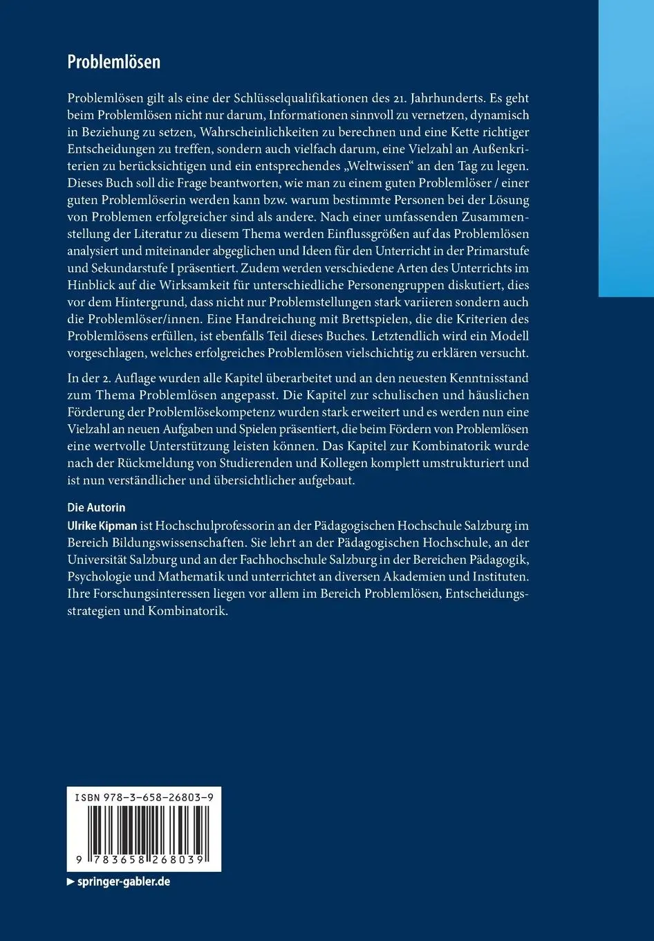 Rückseite: 9783658268039 | Problemlösen | Ulrike Kipman | Taschenbuch | xiv | Deutsch | 2019