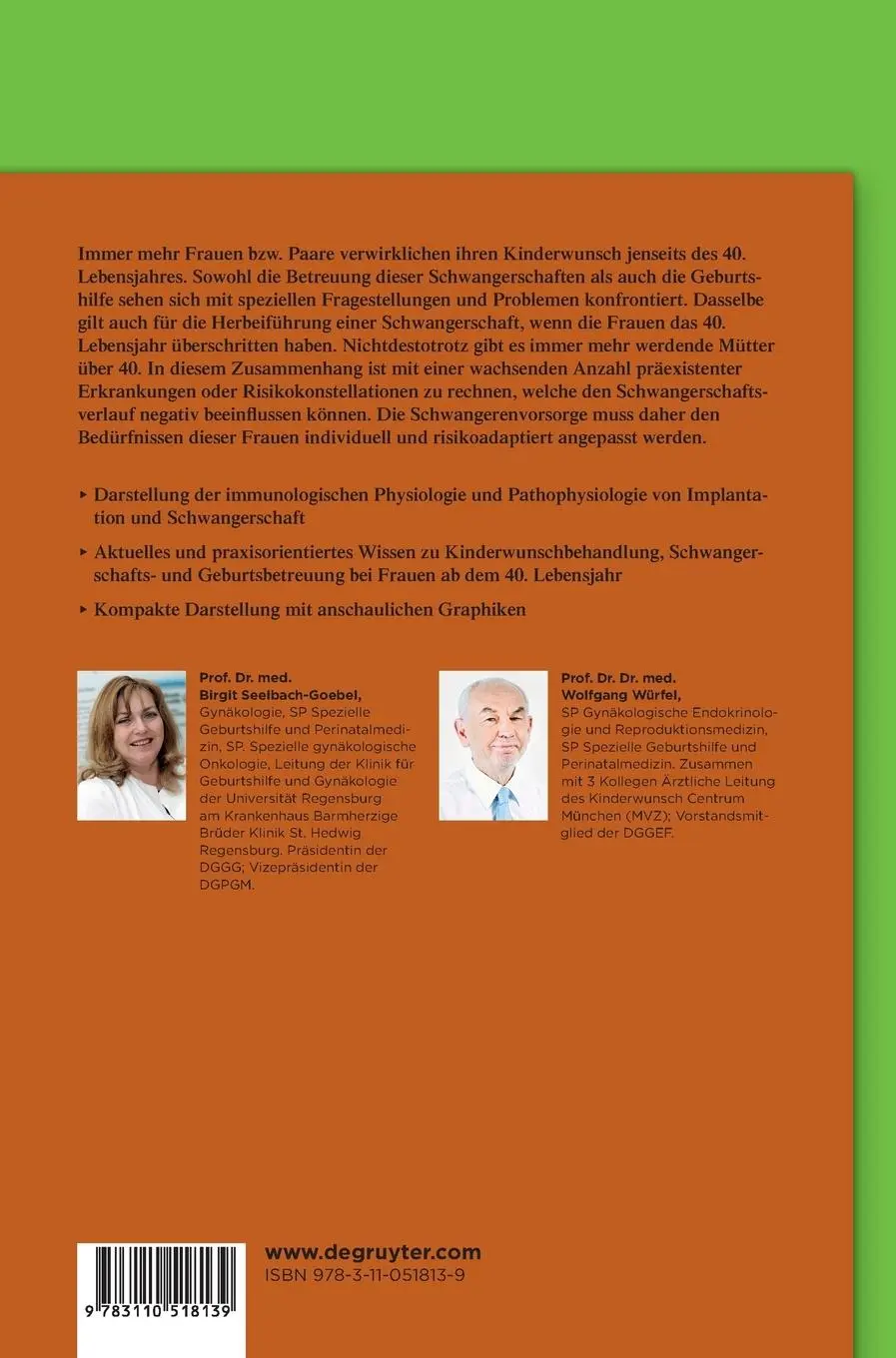 Rückseite: 9783110518139 | Schwangerschaft mit 40 plus | Wolfgang Würfel (u. a.) | Buch | XVI