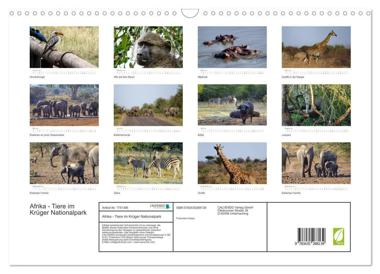 Bild: 9783435268139 | Afrika - Tiere im Krüger Nationalpark (Wandkalender 2025 DIN A3...