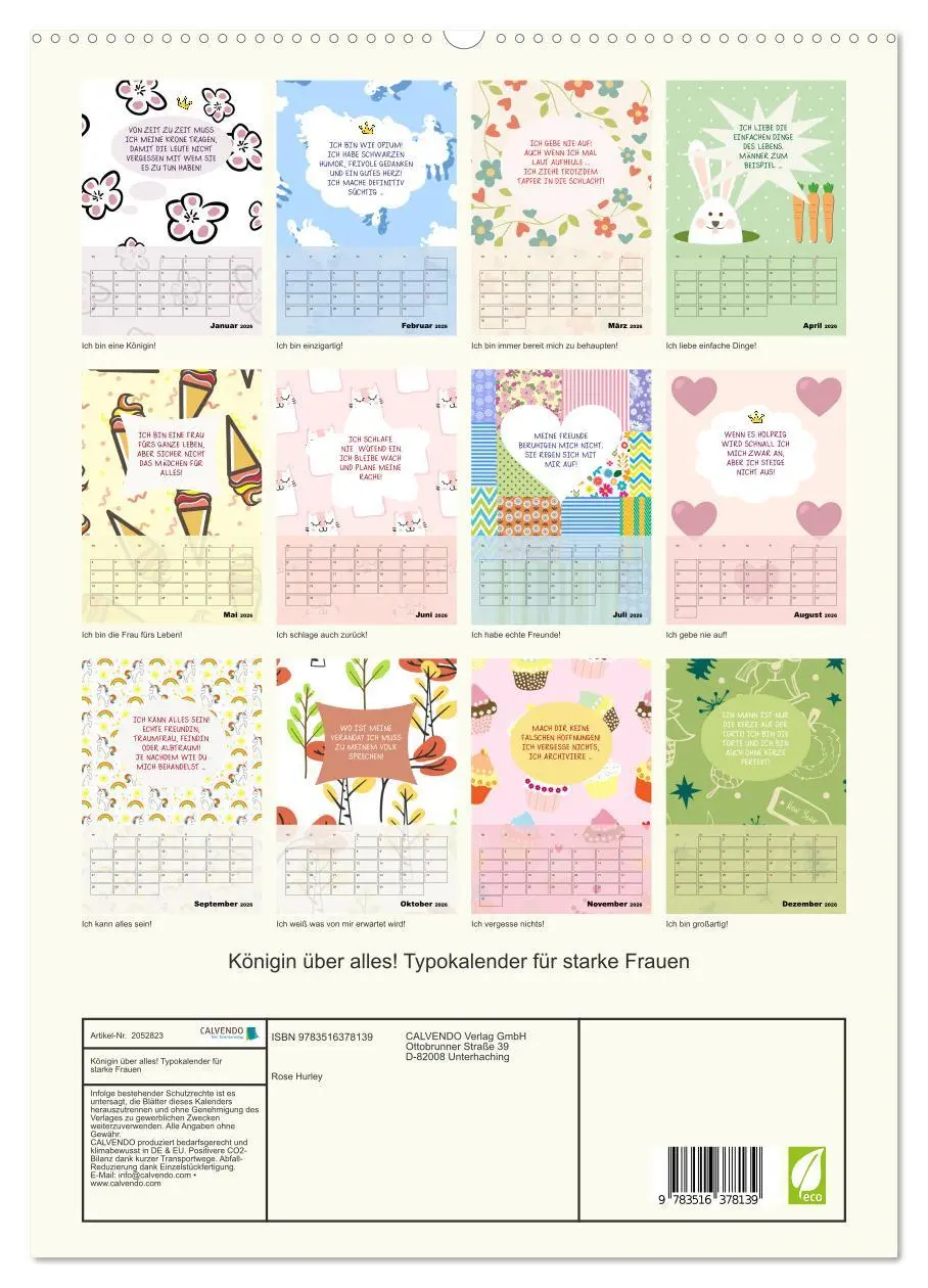 Bild: 9783516378139 | Königin über alles! Typokalender für starke Frauen (hochwertiger...