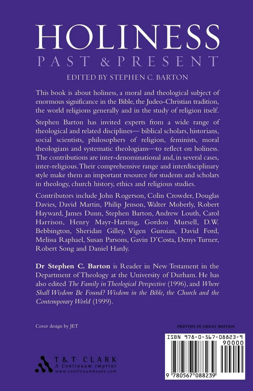 Rückseite: 9780567088239 | Holiness Past and Present | Stephen C. Barton | Taschenbuch | Englisch