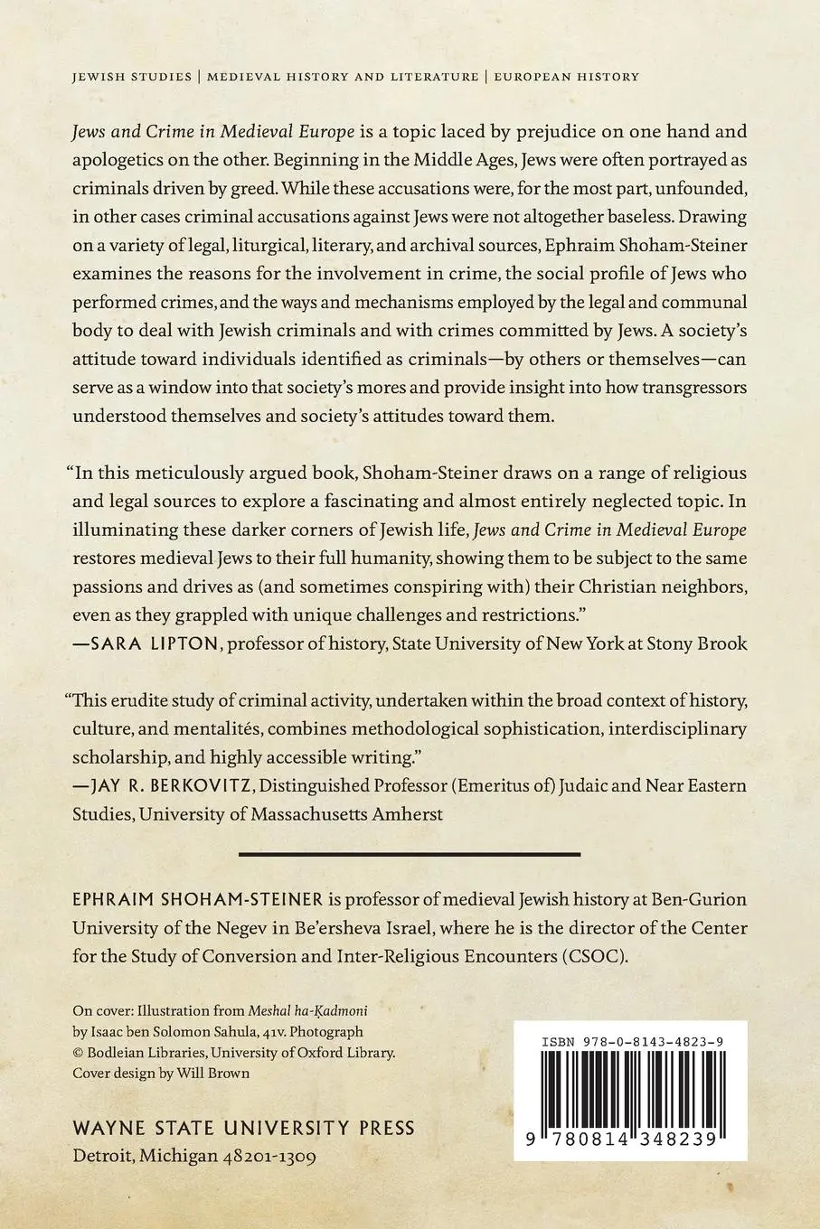 Rückseite: 9780814348239 | Jews and Crime in Medieval Europe | Ephraim Shoham-Steiner | Buch