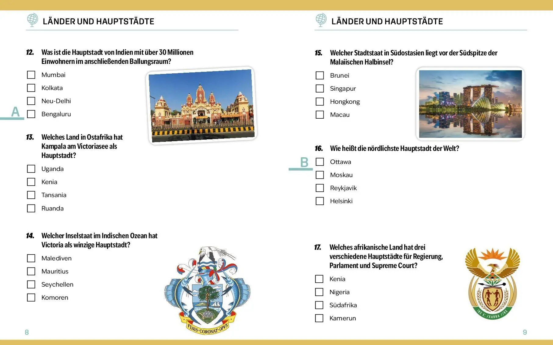 Bild: 9783625198239 | Quizbuch mit Lösungsschablone Geografie | Buch | 160 S. | Deutsch