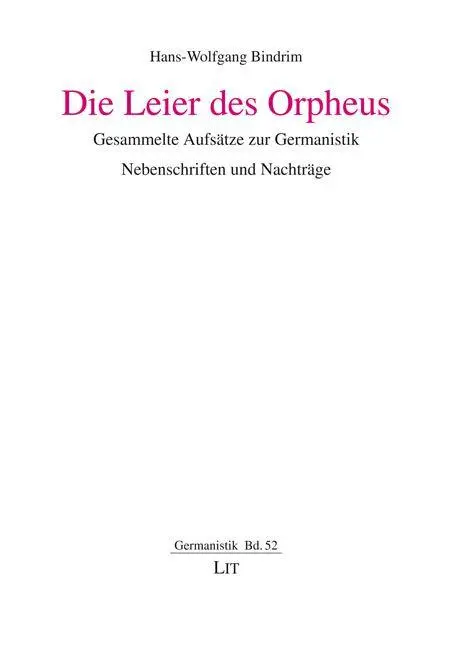Cover: 9783643158239 | Die Leier des Orpheus | Hans-Wolfgang Bindrim | Taschenbuch | 454 S.